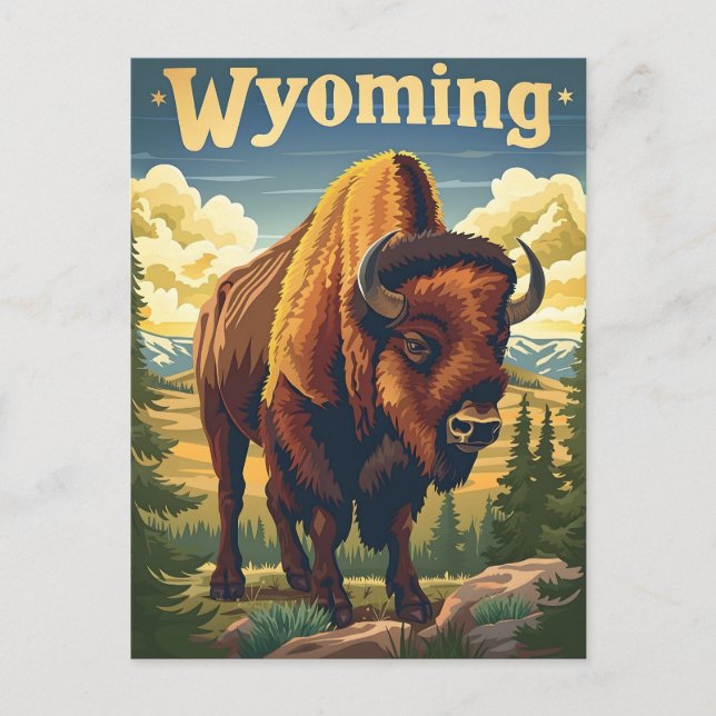 Cartão Postal Wyoming Bison (Frente)