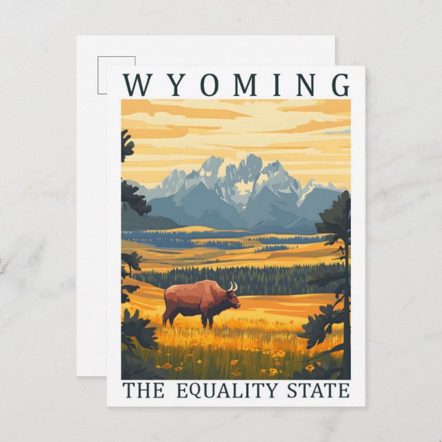 Cartão Postal Wyoming, Estado da Igualdade, Viagem (Frente/Verso)