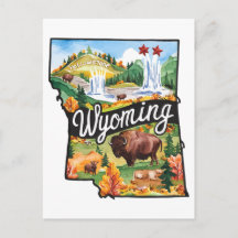Wyoming EUA Estado Formato Aquarela Vintage