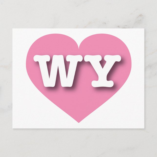 Cartão Postal Wyoming Pink Heart - Eu adoro WY (Frente)