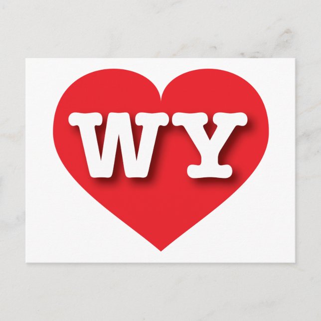 Cartão Postal Wyoming Red Heart - Eu amo WY (Frente)