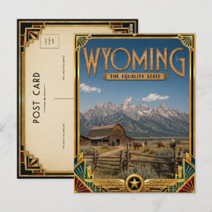 Cartão Postal Wyoming Vintage Art Deco Era de Ouro