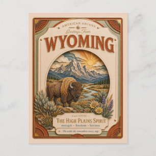Cartão Postal Wyoming Vintage Paper Cut American Arcana