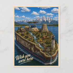 Cartão Postal Wyoming Wish You Were Here Série de Estados