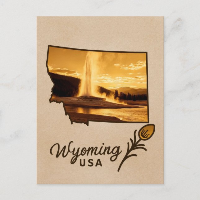 Cartão Postal Wyoming Yellowstone National Park Geyser Viagem (Frente)