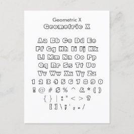 Cartão Postal X Geométrico - Folha de Amostra de Fontes Zazzle