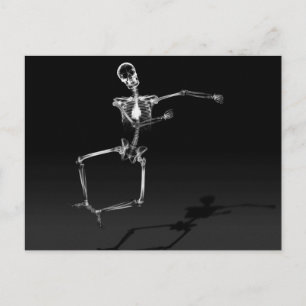 CARTÃO POSTAL X RAY SKELETON JOY LEAP B&W