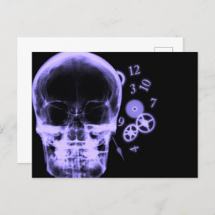 Cartão Postal X-Ray Skull & Clock Parts - Roxo