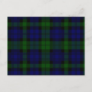 Cartão Postal Xadrez Azul Verde Tartan Black Watch