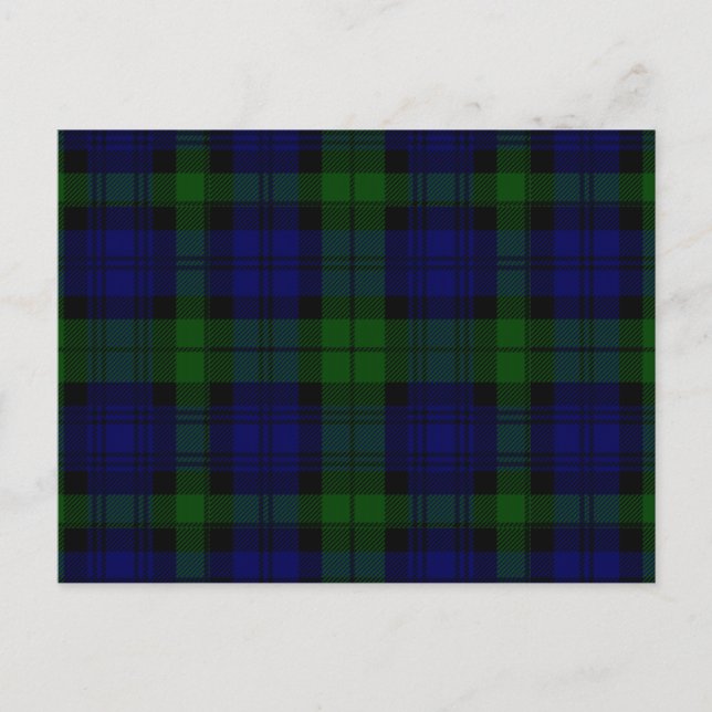 Cartão Postal Xadrez Azul Verde Tartan Black Watch (Frente)