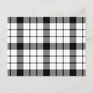 Cartão Postal Xadrez branca preta MacFarlane tartan
