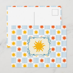 Cartão postal xadrez com raios de sol