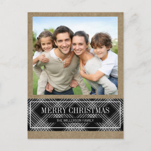 Cartão Postal Xadrez de Búfalo em Foto de Feliz Natal Kraft