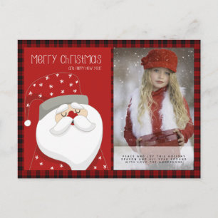 Cartão Postal Xadrez de Buffalo Foto Xmas Ano Novo Papais noeis 