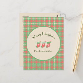 Cartão Postal Xadrez de Natal com base verde