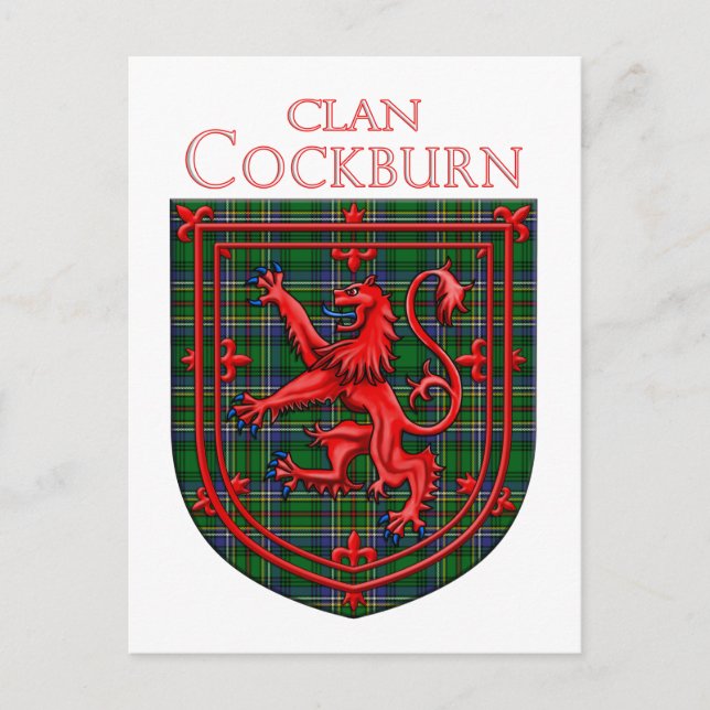 Cartão Postal Xadrez Escocês Cockburn Tartan Leão Rampante (Frente)