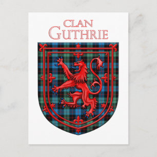 Cartão Postal Xadrez Escocês Guthrie Tartan Leão Rampante