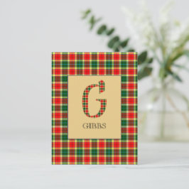 Cartão Postal Xadrez Gibbs Monograma G