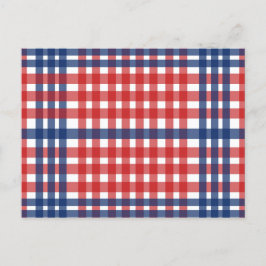 Cartão Postal Xadrez Red White e Blue Gingham