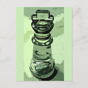 Cartão Postal Xadrez, Rei Vidro, Fundo Verde, Descrito