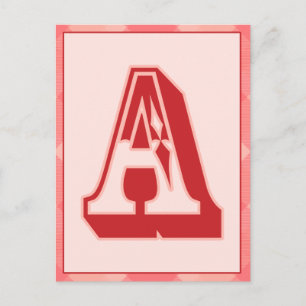 Cartão Postal Xadrez rosa - Letra "A" - Placa de banner de tipog