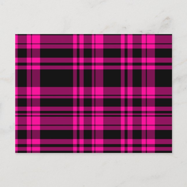 Cartão Postal Xadrez rosa-quente puntiforme (Frente)