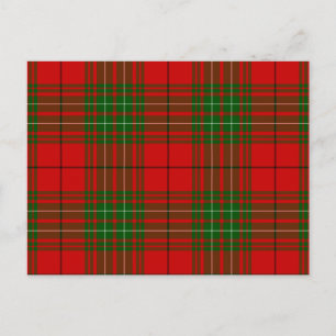 Cartão Postal Xadrez verde-vermelha Comyn tartan
