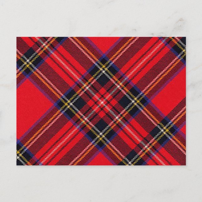 Cartão Postal Xadrez vermelha de Stewart tartan (Frente)
