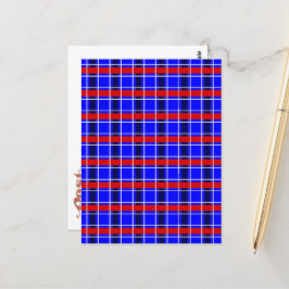 Cartão Postal Xadrez Vermelho, Branco e Azul