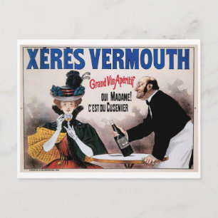 Cartão Postal Xeres Vermouth Vintage Bebe Vinho Arte Ad