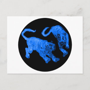 Cartão Postal Xian China 2002 Blue Ghost Tigers Black Circle Tra