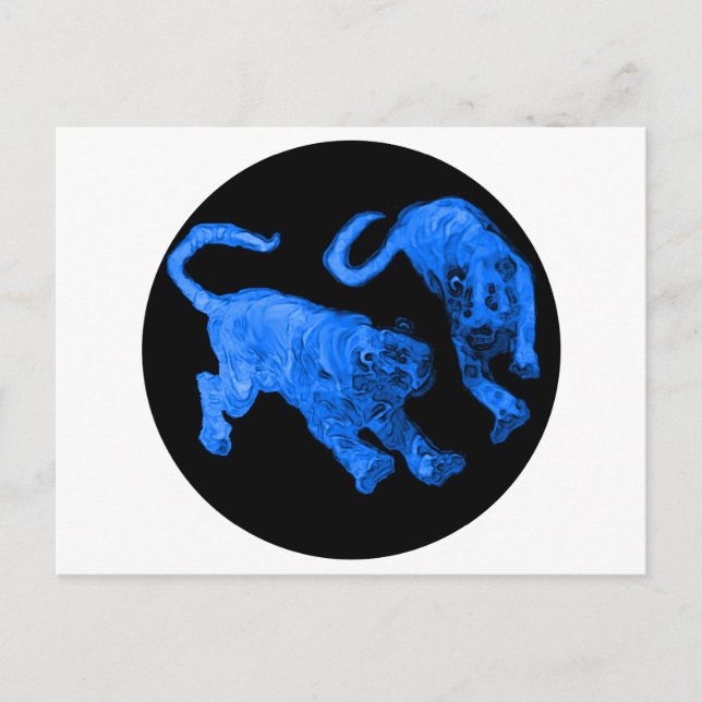 Cartão Postal Xian China 2002 Blue Ghost Tigers Black Circle Tra (Frente)