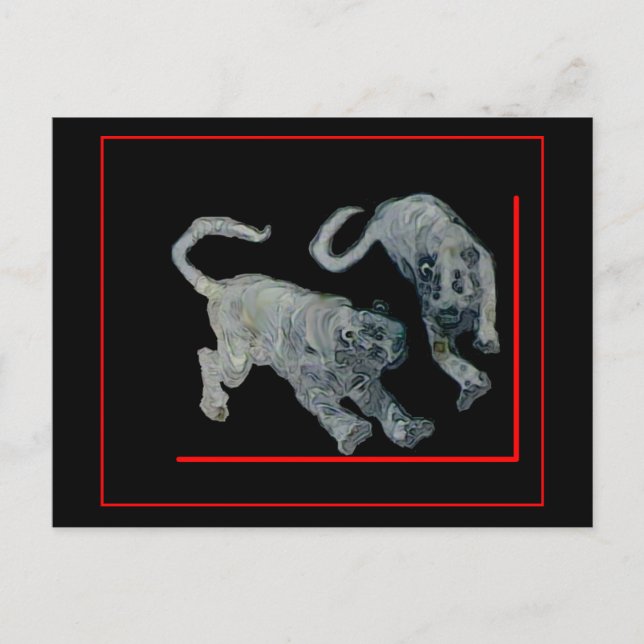 Cartão Postal Xian China 2002 Ghost Tigers Red Boarder O MUSEU (Frente)