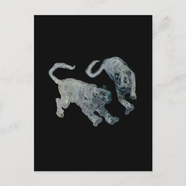 Cartão Postal Xian China 2002 Tigres Fantasmas Tran na Praça Neg (Frente)