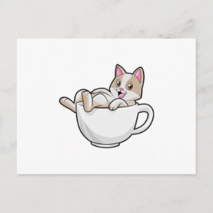 Cartão Postal Xícara de chá de gato
