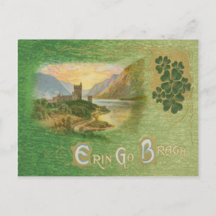 Cartão Postal Xícara Glenveigh Castle Shamrocks St Patrick's Vin