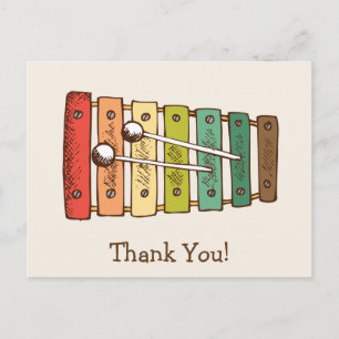 Cartão Postal Xilofone de Brinquedo Vintage Colorido Churrasco d