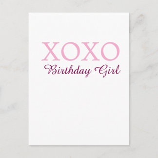Cartão Postal Xoxo birthday girl name pink mauve simple love 