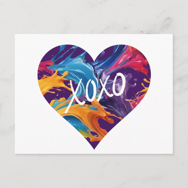 Cartão Postal XOXO Cardíaco Colorido (Frente)