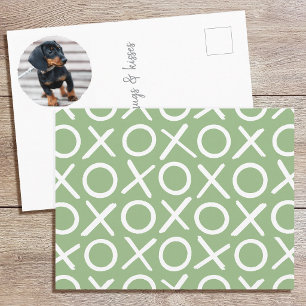Cartão Postal XOXO Pincelada Personalizada Foto de Cachorro Verd