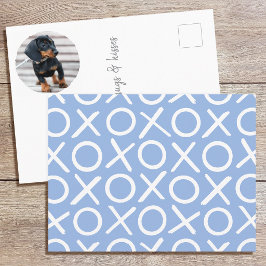 Cartão Postal XOXO Pincelada Personalizado Foto de Cachorro Azul