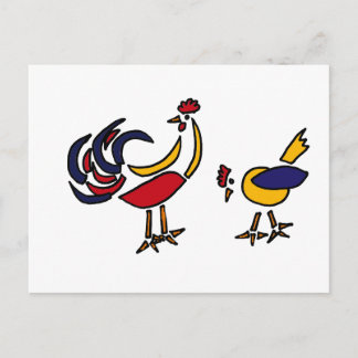 Cartão Postal XX- Arte Abstrata Galinha e Galo