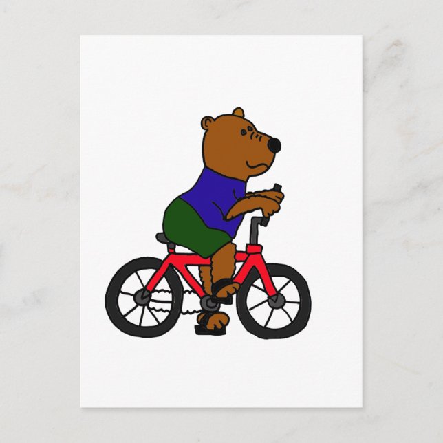 Cartão Postal XX- Cartoon de Andando de bicicleta de Urso (Frente)
