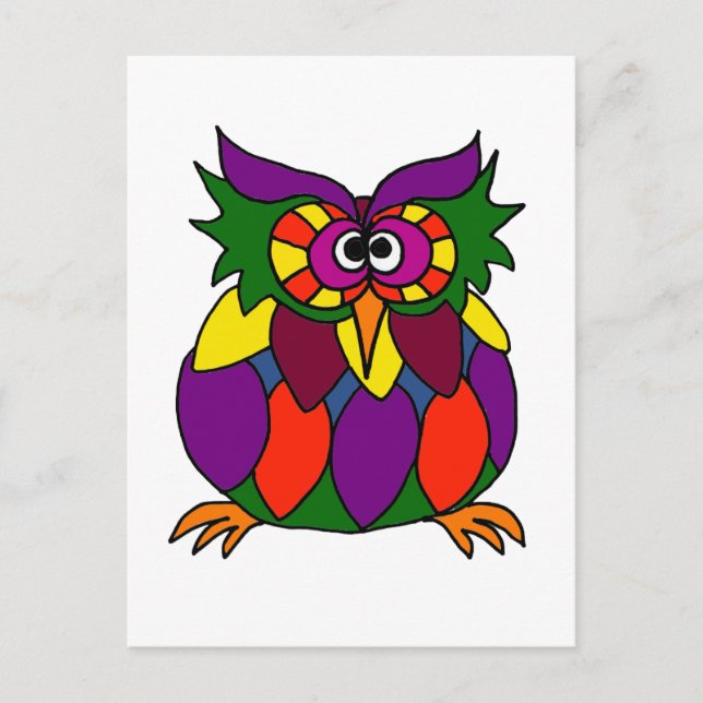 Cartão Postal XX- Cartoon de Arte Funky Owl (Frente)