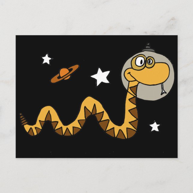 Cartão Postal XX- Cartoon de Cobra de astronauta (Frente)
