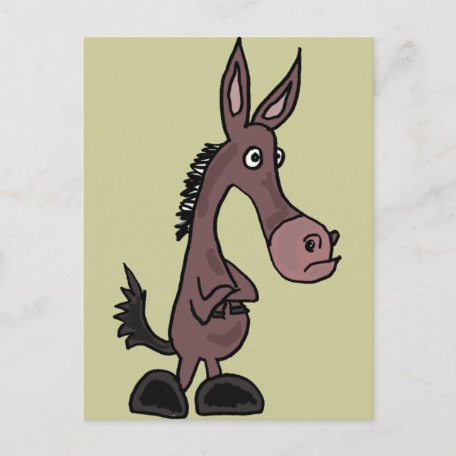 Cartão Postal XX- Cartoon Stubborn Mule ou Donky (Frente)