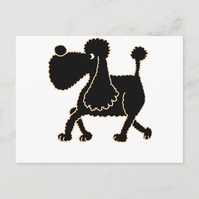 Cartão Postal XX - Design de Poodle Preto-Corte (Frente)