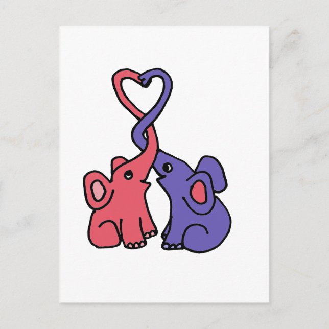 Cartão Postal XX- Elephant Love Cartoon (Frente)