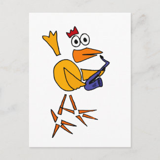 Cartão Postal XX - Frango Engraçado Jogando Abstrato Saxofone