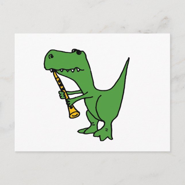 Cartão Postal XX- Hilarious T-rex Dinossaur Jogando Clarinet (Frente)